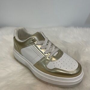Metallic Gold and White Sneakers